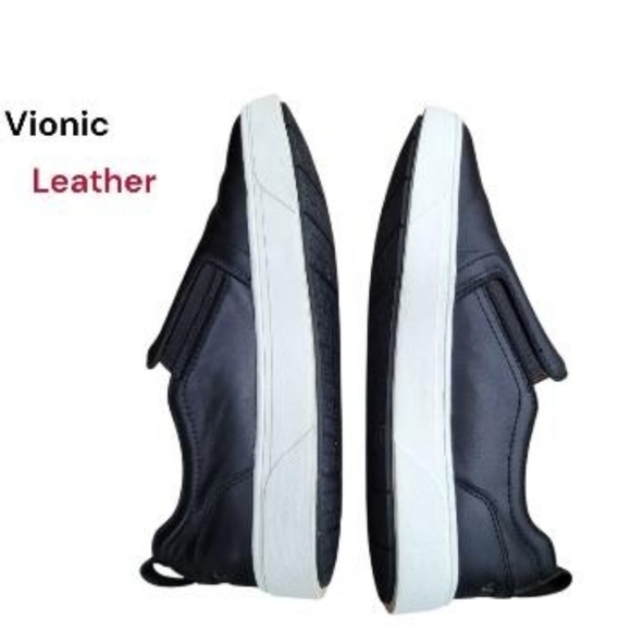 Vionic Leather Kimmie Black White Slip On Tennis Shoe Loafer Sneaker Women 7.5 - Picture 4 of 9